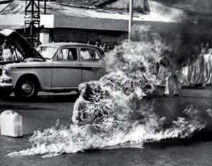 Buddhist monk suicide-it may have sparked the war. 