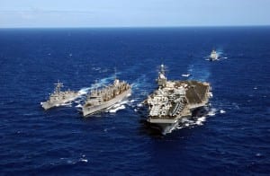 USS Carl Vinson Battle Group, being replenished at sea.