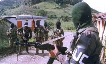 One of the many paramilitary groups supported by the CIA and Colombian government: disgusting murderers charged with intimidating the civilian population. 