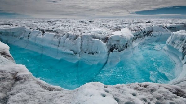 Fast melting glacier.