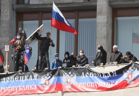 Pro-Russian demonstrators occupy government buildings in Donetsk.