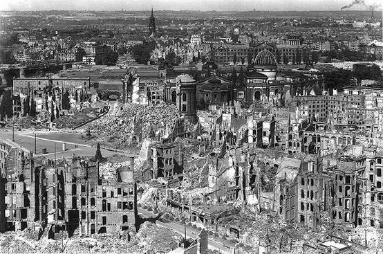 The wages of Nazism: Dresden utterly destroyed in an allied "terror bombing." 