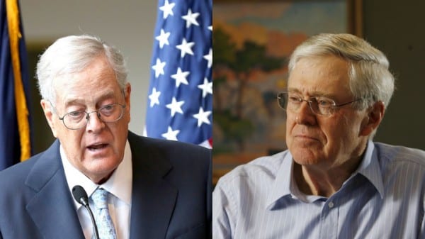 kochs(Paul Zimmerman:WireImage; Bo Rader:Wichita Eagle:MCT via Getty Images David and Charles Koch)