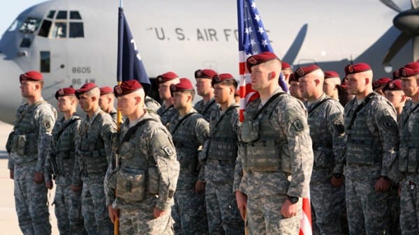 US troops in Lithuania, showing support for the Baltics against an imaginary Russian "aggression."