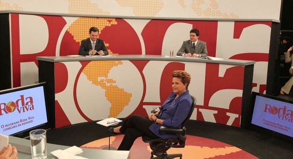 Brazil's Dilma Roussef answering question on national television.