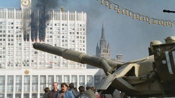 Yeltsin orders tanks to attack the Russian Federation Parliament building (1993). 