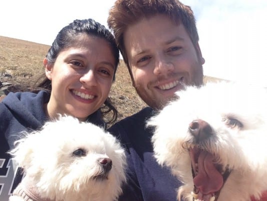 The author with the woman who shares his life and two of his furry children.