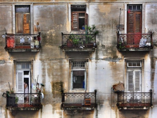 Old Havana building. Looks in ruins, but people manage to live there and there's solidarity. 