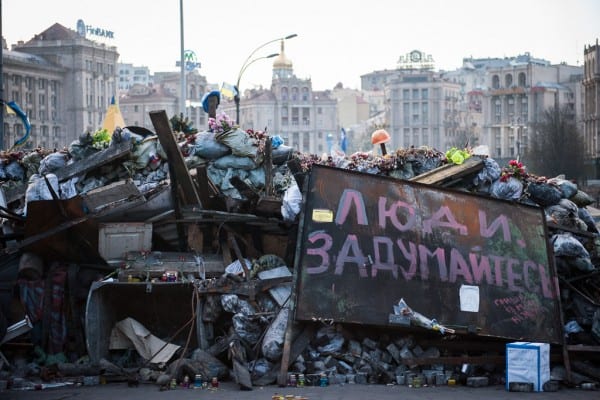 One of Euromaidan's remaining barricades. 