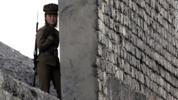 NKorea guard on the Chinese border.