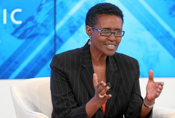 Oxfam's Winnie Byanyima: her presence at such meetings is pure and cynical tokenism. Why does she do it? Appeals to these people are useless. 