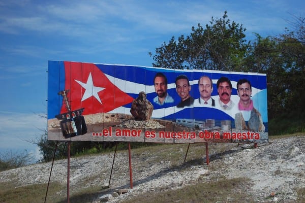 Billboard commemorating "The Cuban Five" sacrifice in Cuba. 