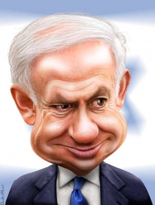 The blustery Netanyahu: an embarrassment to his formal allies. (Via DonkeyHotey.flickr)