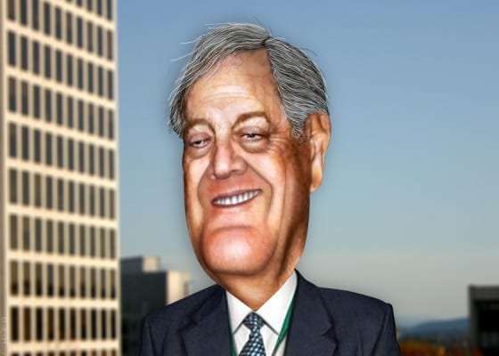 David Koch, half of the duo of sordid billionaires that stand out for their naked attempts at manipulating politicians. (DonkeyHotey, flickr)