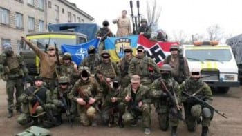 Members of the Azov battalion. Unapologetically neo-Nazi. 