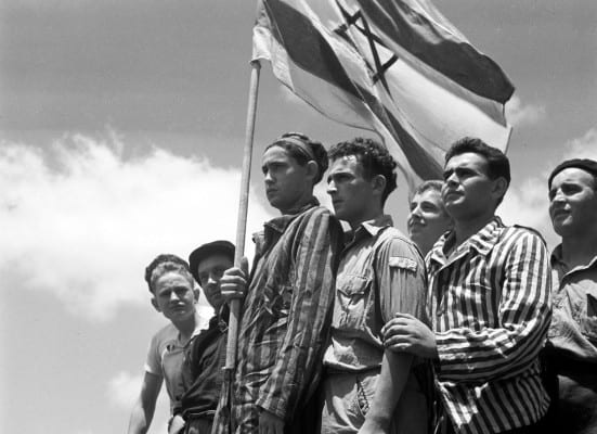 Israeli fighters and survivors: Propaganda shot for Us magazines (1948).