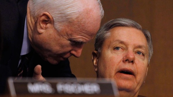 John McCain and Lyndsey Graham: Tow of the most repulsive figures in US politics, in ages. Human filth is too good a name for them. 