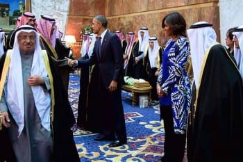  President and First Lady Obama, With Saudi King Salman, Shake Hands With Members of the Saudi Royal Family