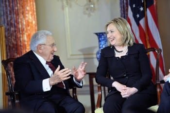 Kissinger with Hillary: Bosom buddies.