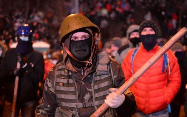 Right Sector thug: the world sees the "shock ytroops of the right" once again, courtesy of Washington and Brussels. 