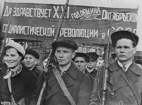 The people commemorate the October Revolution on the eve of WW II (1938)