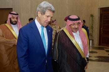 Crown Prince Mohammad bin Nayef with U.S. Secretary of State John Kerry, 6 May 2015. Public Domanin.