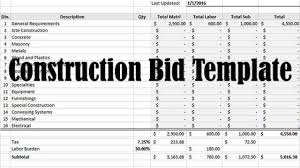 Construction Bid Template - Bid Estimate Sheet Download - ConstructUpdate.com